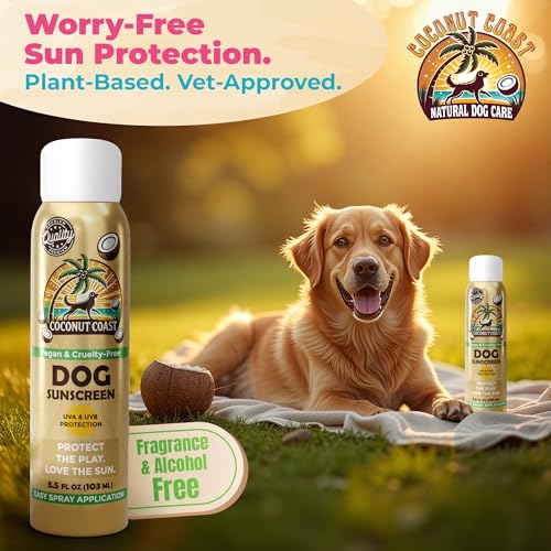 Dog Sunscreen SPF 30+ Natural Mist with Vitamin E Aloe for Sensitive & White Coats