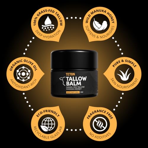 TETON Grass-Fed Beef Tallow Face & Body Moisturizer with Manuka Honey 2oz