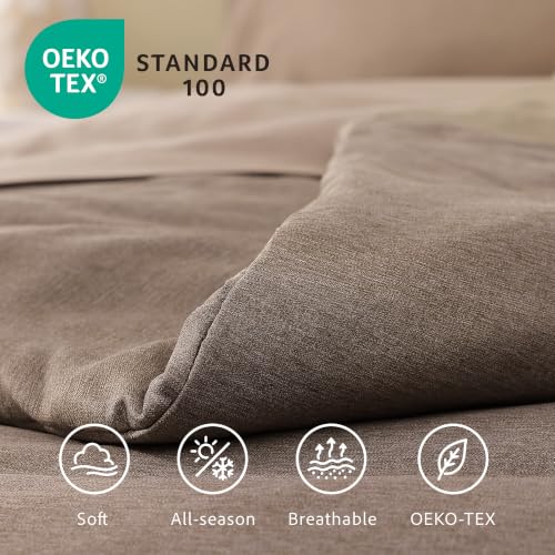 Amber Brown King Comforter Set - 7 Pieces Bedding in a Bag, Soft & Cozy