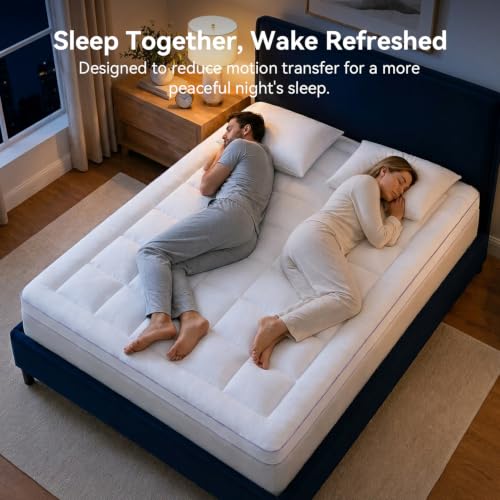 White Queen Mattress Topper 3 Inch Dual Layer Memory Foam Pillow Top
