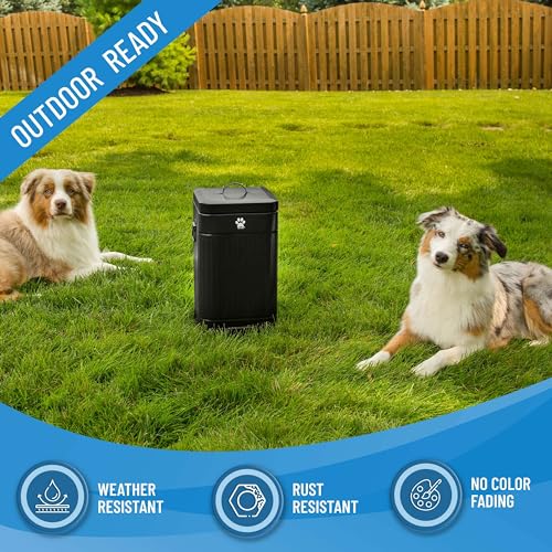 Nevink 12L Outdoor Dog Waste Trash Can with Lid, Odor Proof Foot Pedal, UV-Resistant Back Yard Waste Station (Black)
