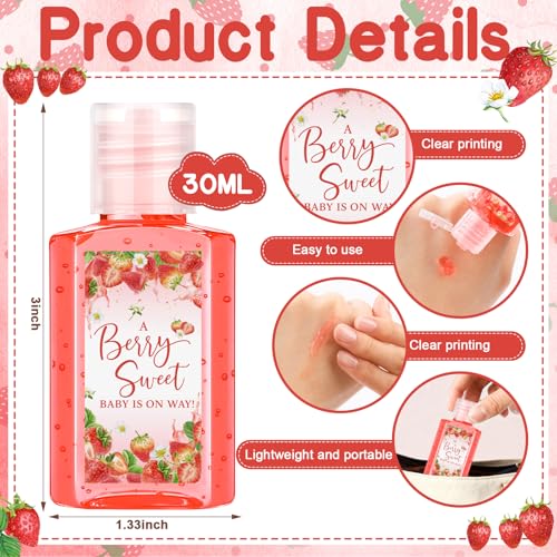 30 Strawberry Baby Shower Party Favors Mini Aloe Vera Gels - Guest Gifts