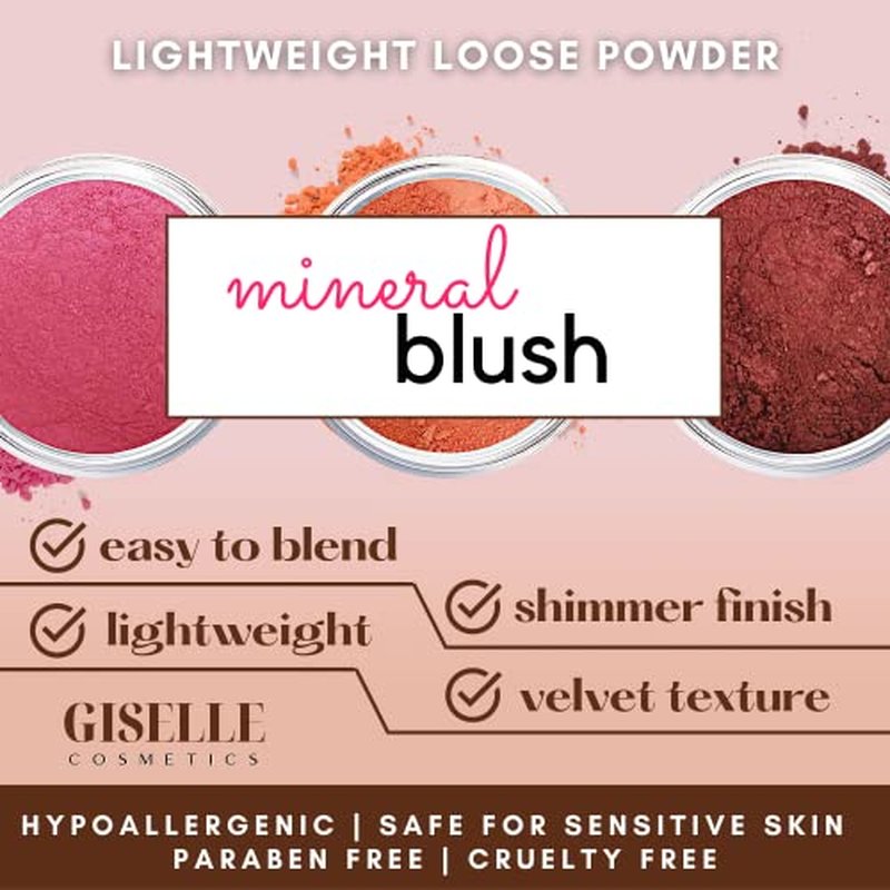 Giselle Doll - Blush Palette, Face Makeup, Make Up, Loose Powder, Matte Blush, Mineral Blush, Peach, Pink, Red, Travel Size, Talc Free
