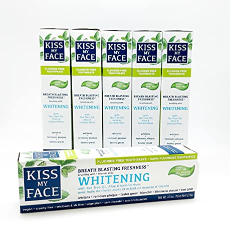 Whitening Toothpaste with Aloe and Xylitol - Fluoride-Free, Cool Mint, 4.5oz (6 Pack)