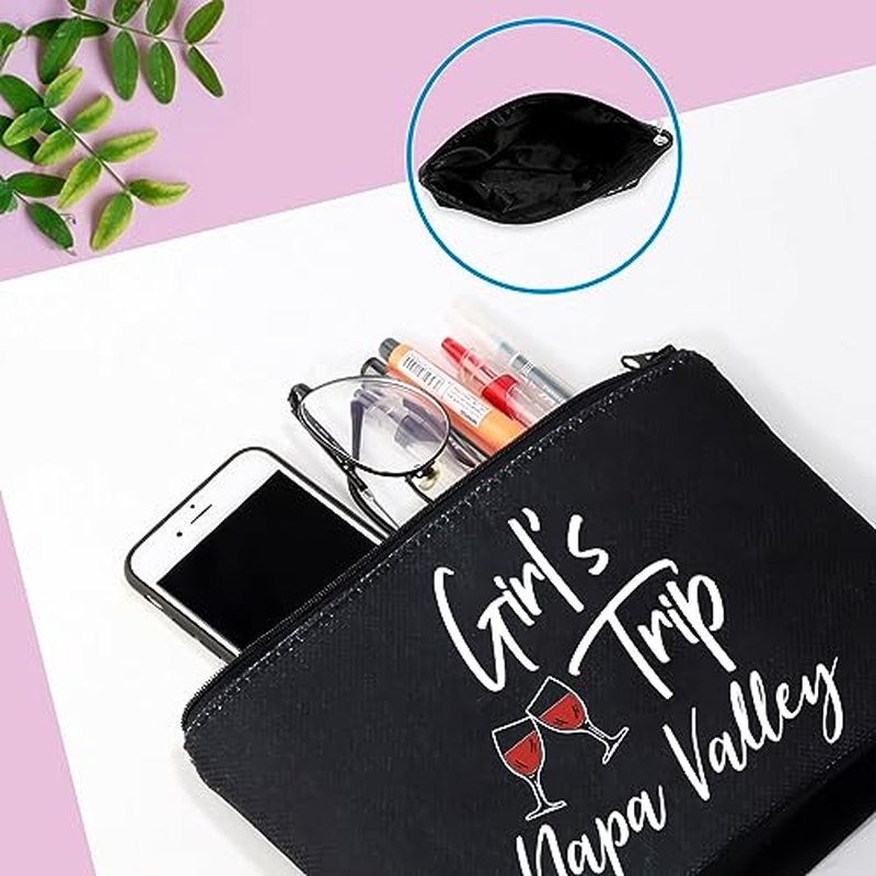 GJTIM Napa Valley Travel Gift California Funny City Trip Gift Girls Trip Gift Napa Valley Makeup Travel Bag for Californian Women (Napa Valley Black)