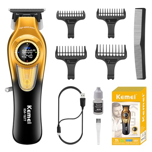 Cordless Hair Trimmer with T-Blade for Men - Professional Grooming Clipper