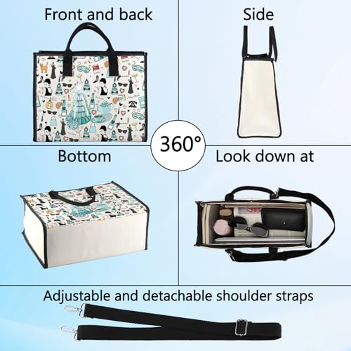 LEVLO Holly Golightly Cosmetic Makeup Bag - Unisex Adult - Light Black Cartoon Canvas Cosmetic Bag - 9.05 x 6.69 x 0.3 inches - Zipper Closure - Makeup, Travel, Gift
