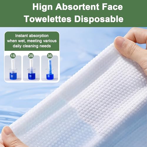 Disposable Face Towels ? 60 Count Biodegradable Facial Cleansing Cloths ? Lint-Free, Unscented, Extra Thick Soft Towelettes for Sensitive Skin & Makeup Removal