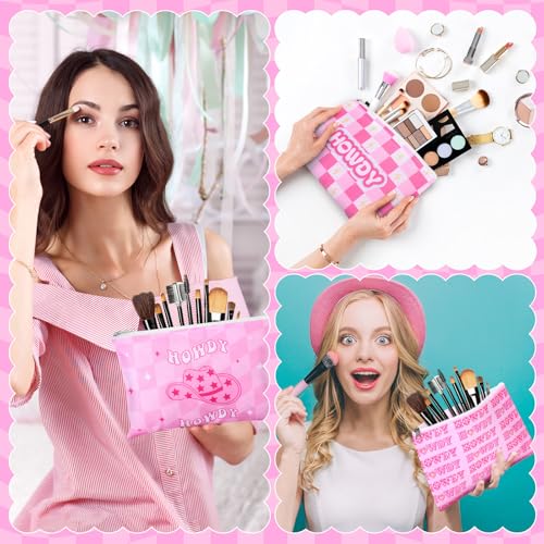 Blosssound 24 Pcs Cosmetic Bags Makeup Bags Bulk Cute Portable Pouches with Zipper Travel Toiletry Organizer Purse Women's Gift Birthday Party Favors(Preppy)