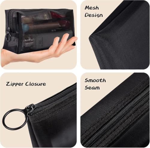 Hotipine 8PCS Mesh Makeup Bag Set - Clear Travel Cosmetic & Toiletry Organizer