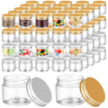 Mini Plastic Jars with Lids - 2 oz Clear Containers with Gold & Silver Aluminum Lids, Bulk 100 Pcs