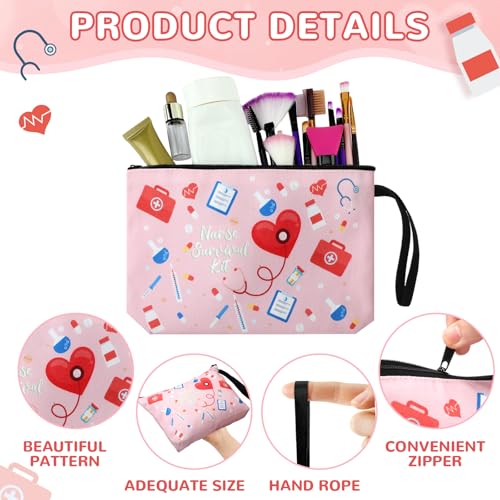 Fashionable Nurse Cosmetic Bags Bulk - 24 Pack with Handles, Vibrant Colors