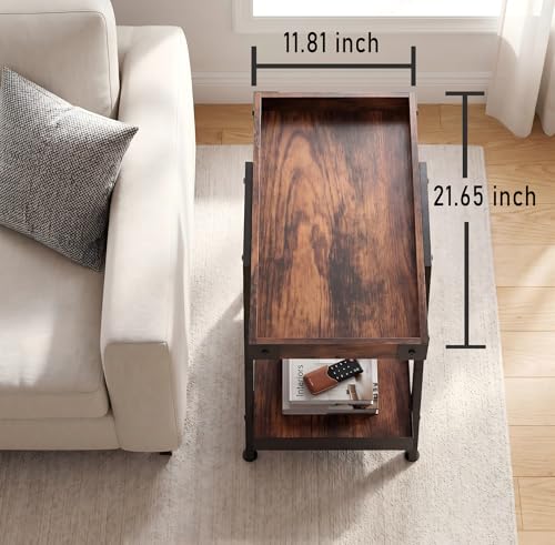 IPARTS EXPERT Farmhouse Side Table Rustic Brown Classic Style, 22in