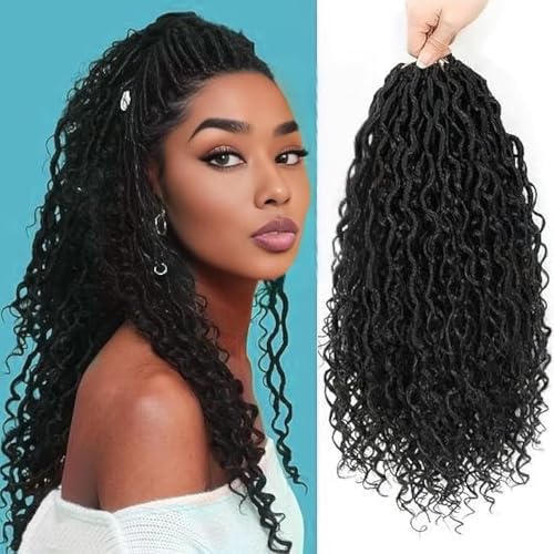 18 Inch Goddess Locs Crochet Hair Set - 8 Pack Faux Locs with Curly Ends