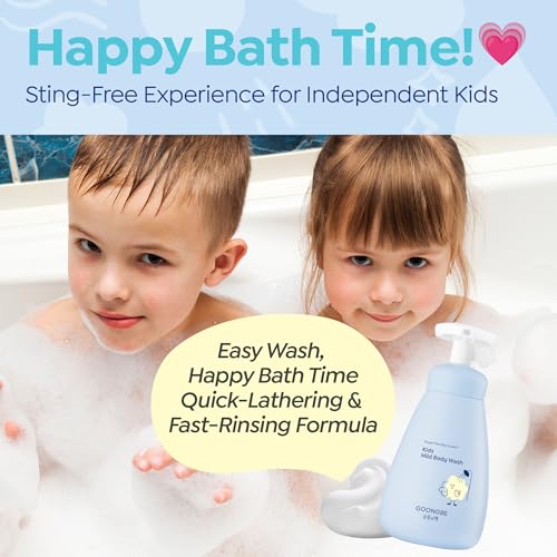 GOONGBE Kids Body Wash ? Tear-Free Tested Gentle Pump Foam for Sensitive Skin ? Low pH Hydrating Cleanser with Ceramide, Panthenol & Amino Acids ? Allergen-Free Scent ? Korean K-Beauty, 10.1 fl oz