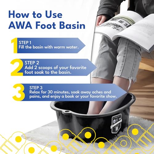 American Wellness Authority Black Extra Large Foot Soaking Tub - Pedicure Basin for Tired Feet