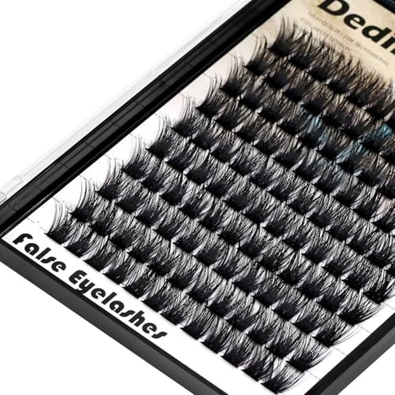 120 Clusters Individual False Eyelashes Wide Stem D Curl Handmade Dramatic Black Soft and Light 5D Volume Eye Lashes Extensions Thick Base Women Girls Beauty Tools (14mm)