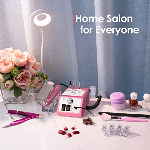 Pink Professional Nail Drill Machine 20000 RPM with 6 Nail Bits & Sanding Bands