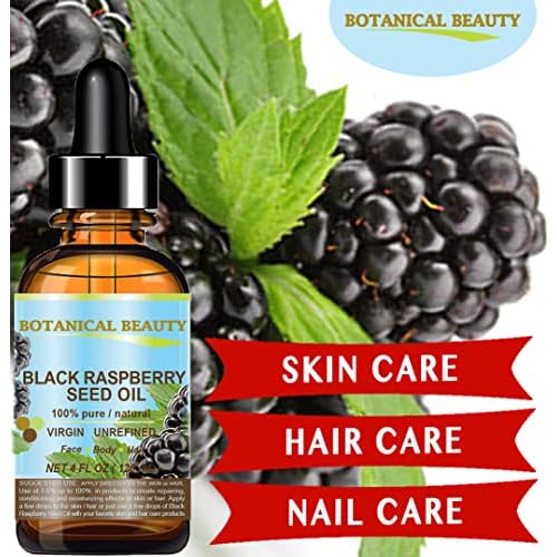 Botanical Beauty BLACK RASPBERRY SEED OI 100% Pure Natural Undiluted Virgin Unrefined Cold Pressed Carrier Oil for Face, Skin, Hair, Lip, Nails (4 Fl Oz 120 ml)