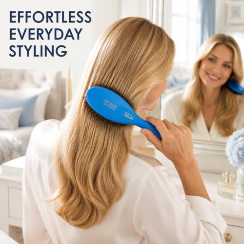 Electric Hair Brush 8-Row Styling Brush for Blow-Drying & Detangling - Blue