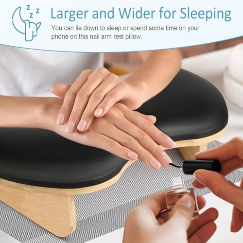 Hand Rest for Nails Tech, U Shaped Arm Rest for Nails Tech with Nail Table Mat, Nail Rest Stand, Nail Arm Rest Cushion, Manicure Hand Rest with Detachable Brackets, Nail Hand Rest, Black