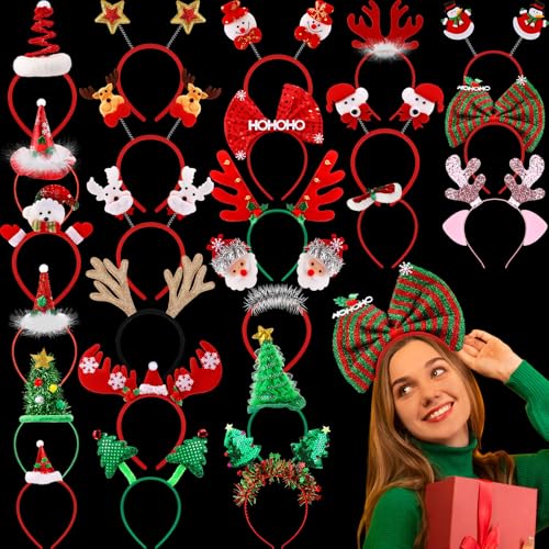 Retrowavy Christmas Headbands - Fun Holiday Hair Accessories Pack, 24 Pack