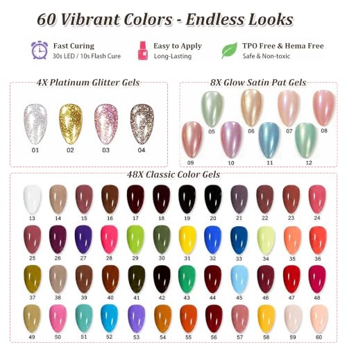 60-Color Gel Nail Polish Palette with Sponges - Ombre & Gradient Art Kit
