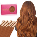 Tape in Hair Extensions Human Hair 20pcs 50g 16 Inch Dirty Ginger Remy Hair