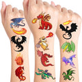96PCS Dragon Pre-cut Temporary Tattoos Birthday Party Supplies Favors Decorations Knight Dragon Super Cute Fake Tattoos Stickers for Kids Boys Girls School Classroom Rewards Gifts Ideal Halloween