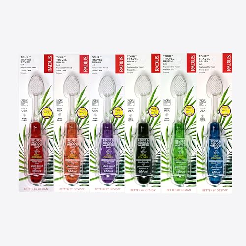 Travel Toothbrush Set with Replaceable Heads - 6 Assorted Color Packs