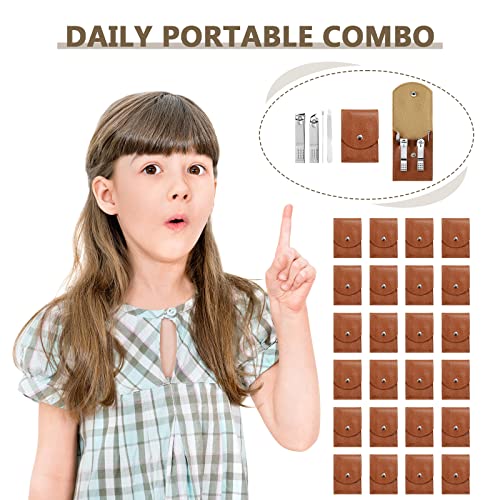 Lasnten 24-Piece Manicure & Pedicure Nail Clipper Set - Brown, 4-in-1