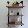 Brown 3-Tier Industrial Pipe Shelving Over Toilet Wall Storage Rustic Farmhouse