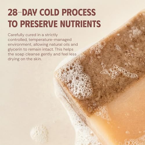 Brown Rice & Coconut Milk Soap Bar - Smoothing Exfoliating Body Soap for Arms & Legs - Cold Process Handmade Bars with Coconut Oil, Made in Vietnam (Pack of 5)
