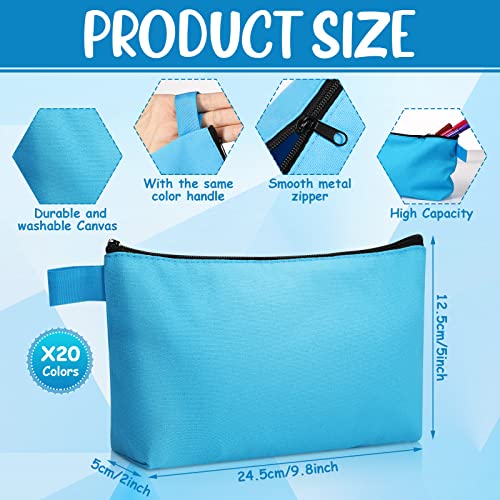 Canvas Makeup Bags Bulk 40 Pcs with Zipper, 9.8 x 5 x 2 Inches - Colorful & Reusable