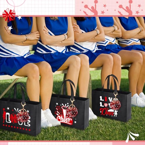 Landical Red Cheerleading Gifts Set with Bags Pompoms & Bracelets - 72 Pcs