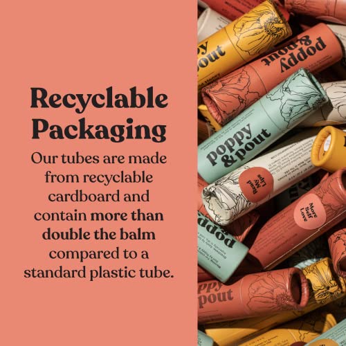 Jumbo Lip Balm Gift Set 5-Pack - Poppy & Pout All Natural Lip Balms (Island Coconut, Pomegranate Peach, Sweet Mint, Wild Honey, Orange Blossom) - Cruelty-Free