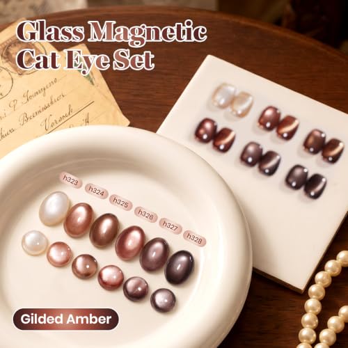 Beetles Brown Cat Eye Gel Nail Polish Set - Gilded Amber Fall Collection, 15ml