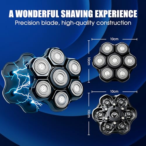 Black 3-Pack Magnetic 7D Replacement Shaver Heads for Head & Face, Universal Fit