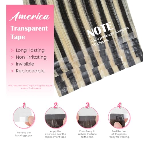22 Inch Mixed Bleach Blonde Tape-in Hair Extensions - 20 Pieces Remy Human Hair