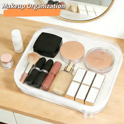 Clear Hard Shell Zipper Case, Clear Zipper Pouches for Travel, Toiletries, Makeup, Electronics & Pencils£¨5Pcs, Medium£©