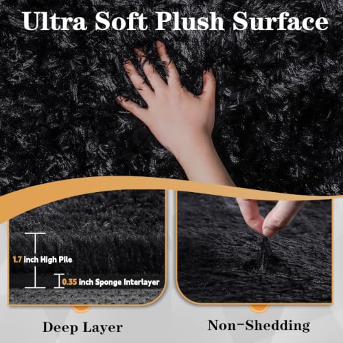 Black 9x12 Area Rug - Fluffy Shag Washable Plush Indoor Carpet for Living Room & Bedroom - Variation of THIS listing