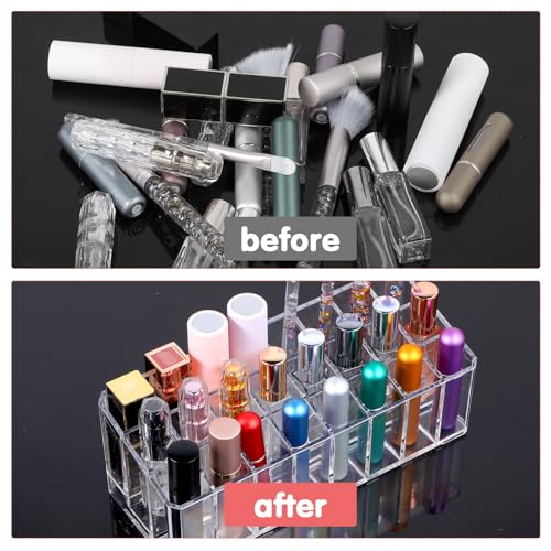 Acrylic Perfume Organizer with 48 Slots - Clear Makeup & Lipstick Storage Case