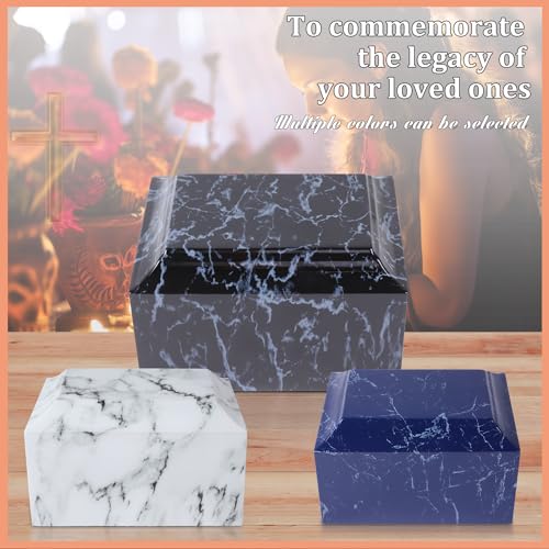 Black Marble Cremation Urn Vault for Human Ashes - Adult Sized, Ground Burial & Memorial
