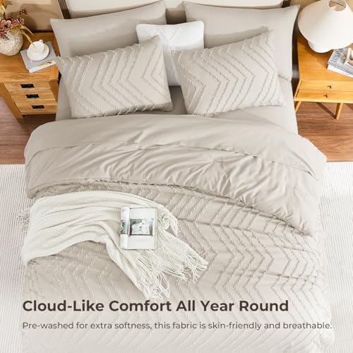 California King Comforter Set with Sheets - Dark Oatmeal Boho 7 Pieces