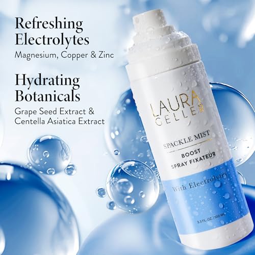 LAURA GELLER NEW YORK Prime-n-Set Duo: Spackle Primer + Spackle Mist Boost Setting Spray with Electrolytes (04 Ethereal Rose Glow + Electrolytes, 5.0 Fl Oz)