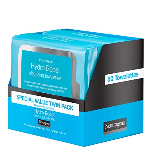 Neutrogena Hydro Boost Facial Cleansing & Makeup Remover Wipes Twin Pack 50 Count