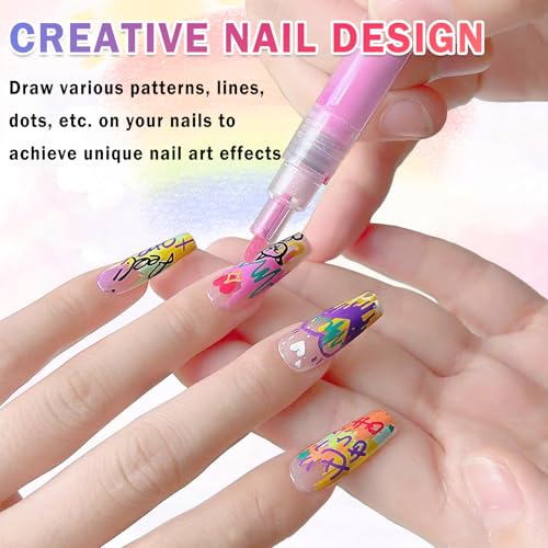 60 Colors Nail Art Pens Set - Quick Dry Nail Polish Markers for DIY & Salon