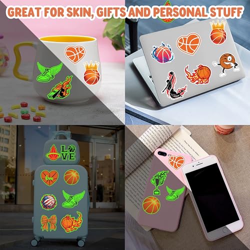 Basketball Temporary Pre - cut Tattoos - Olympic MVP Sports Game -Themed Stickers for Kids' Birthday Party Supplies, Decorations, Favors, and Prizes - Cute Gifts for Boys and Girls (Glow in the dark)