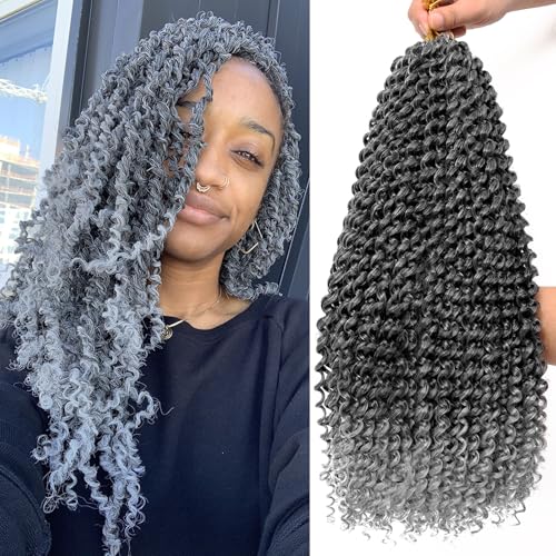 Dorsanee Passion Twist Hair 18 Inch - Water Wave Crochet Hair, 7 Packs, #Tgray