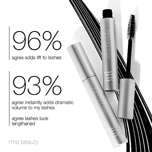 RMS Beauty Straight Up Volumizing Peptide Mascara ? Clean, Long-Wearing Black Mascara ? 12-Hour Lift & Volume ? Smudge-Free & Flake-Free ? Ophthalmologist Tested ? 0.34 oz
